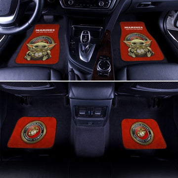 Baby Yoda U.S Marines Corps Car Floor Mats Custom Emblem Car Accessories - Gearcarcover - 1