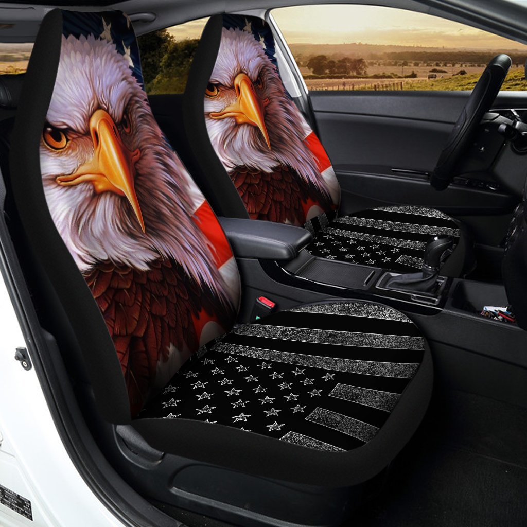 Bald Eagle Car Seat Covers Custom American Flag Car Accessories - Gearcarcover - 2