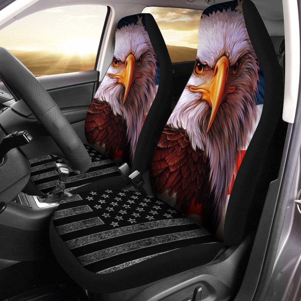 Bald Eagle Car Seat Covers Custom American Flag Car Accessories - Gearcarcover - 4