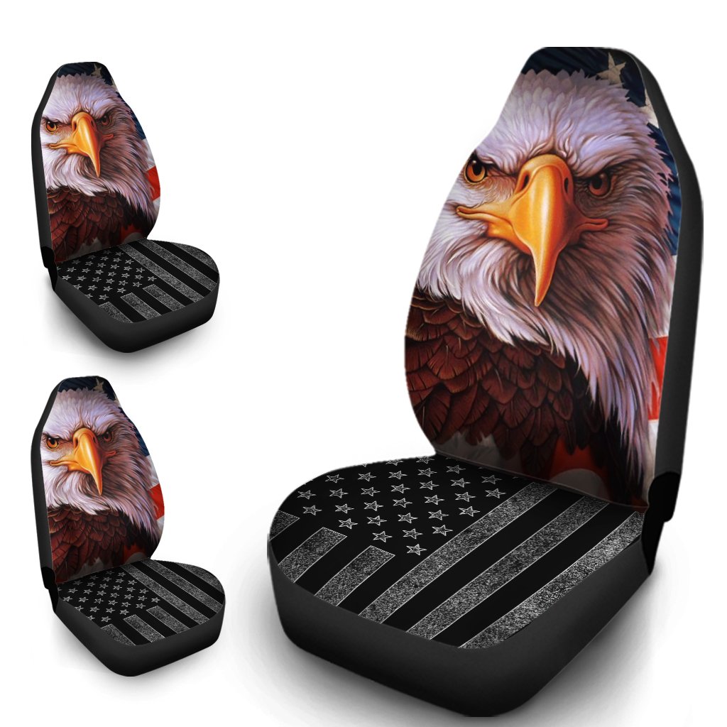 Bald Eagle Car Seat Covers Custom American Flag Car Accessories - Gearcarcover - 1