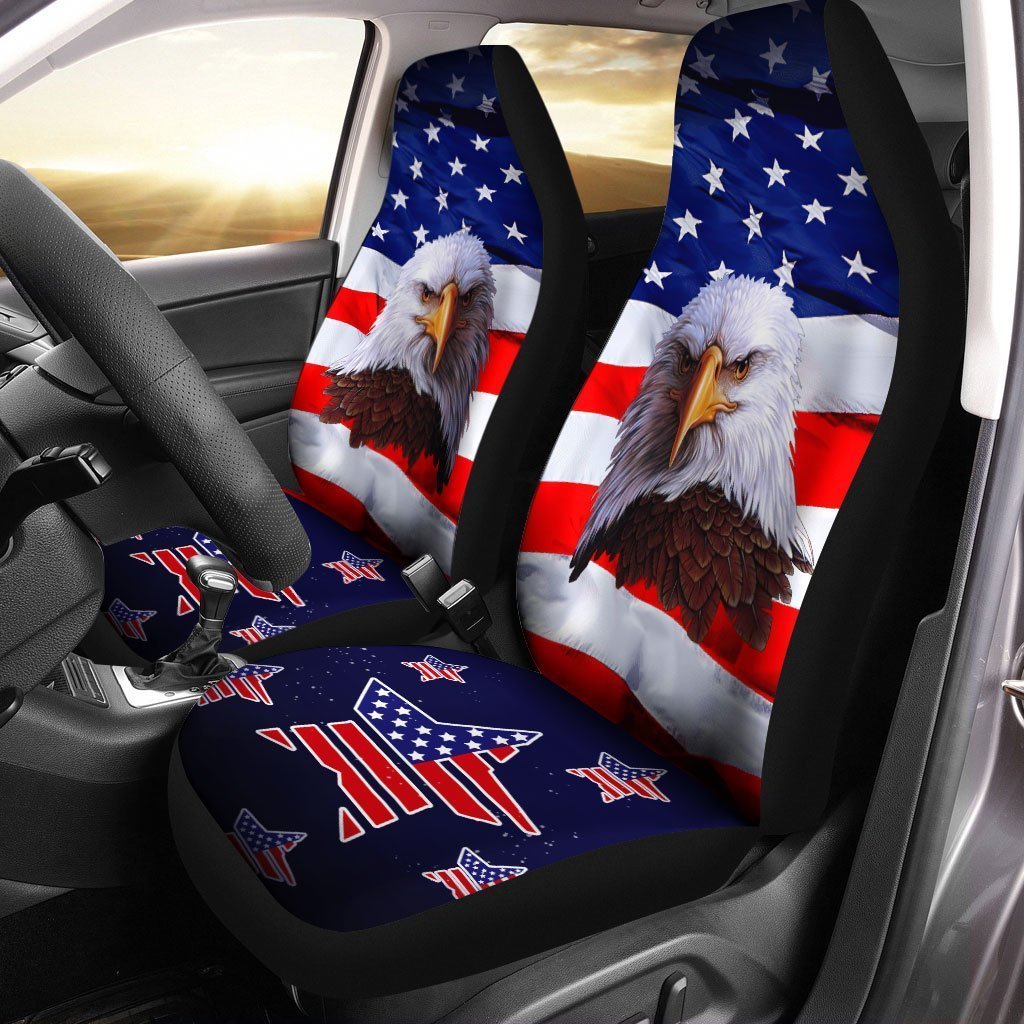 Bald Eagle Car Seat Covers Custom US Flag Car interior Accessories - Gearcarcover - 2