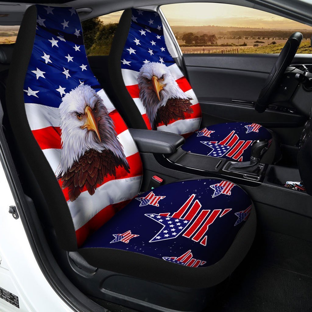 Bald Eagle Car Seat Covers Custom US Flag Car interior Accessories - Gearcarcover - 1