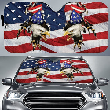 Bald Eagle US Flag Car SunShade Custom Car Accessories - Gearcarcover - 1