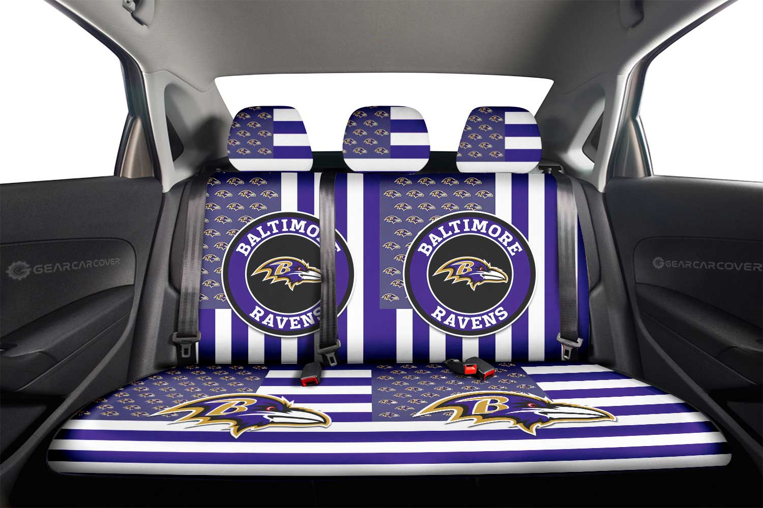 Baltimore Ravens Car Back Seat Cover Custom US Flag Style - Gearcarcover - 2