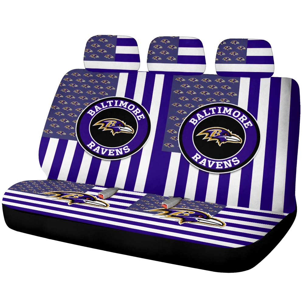 Baltimore Ravens Car Back Seat Cover Custom US Flag Style - Gearcarcover - 1