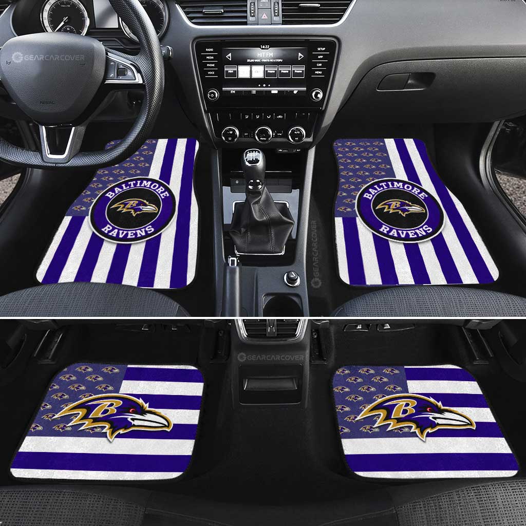 Baltimore Ravens Car Floor Mats Custom US Flag Style - Gearcarcover - 2