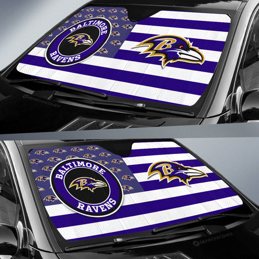 Baltimore Ravens Car Sunshade Custom US Flag Style - Gearcarcover - 2