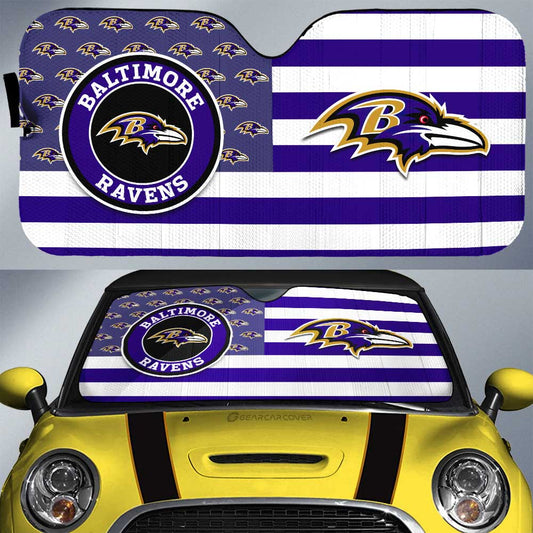 Baltimore Ravens Car Sunshade Custom US Flag Style - Gearcarcover - 1