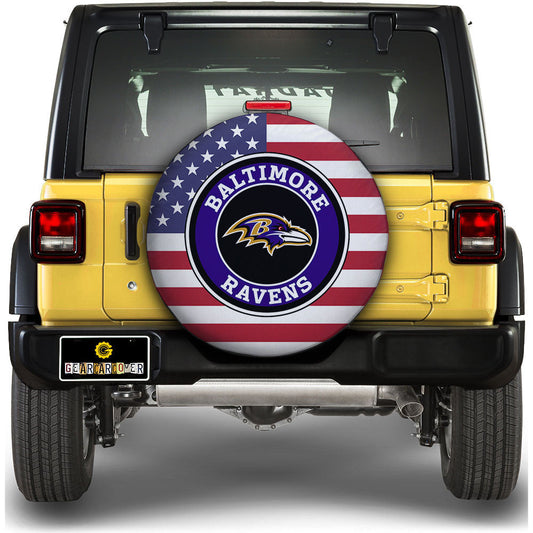 Baltimore Ravens Spare Tire Covers Custom US Flag Style - Gearcarcover - 1