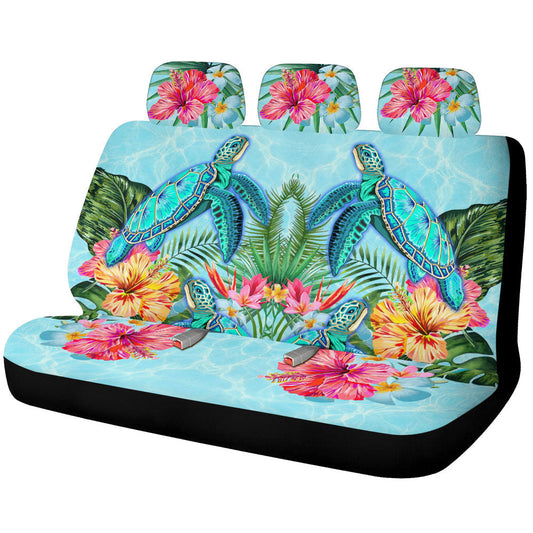 Beautiful Turtle Car Back Seat Covers Custom Flower Hibiscus Car Accessories - Gearcarcover - 1