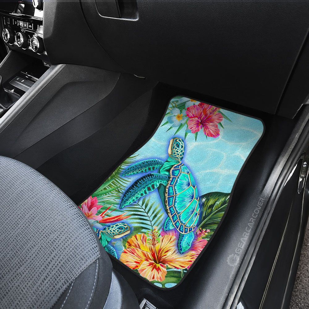 Beautiful Turtle Car Floor Mats Custom Flower Hibiscus Car Accessories - Gearcarcover - 4