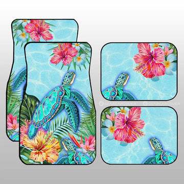 Beautiful Turtle Car Floor Mats Custom Flower Hibiscus Car Accessories - Gearcarcover - 1