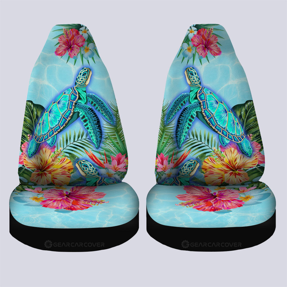 Beautiful Turtle Car Seat Covers Custom Flower Hibiscus Car Accessories - Gearcarcover - 4