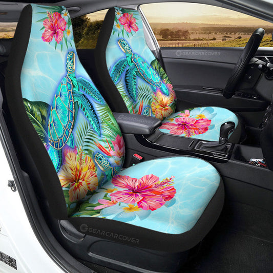 Beautiful Turtle Car Seat Covers Custom Flower Hibiscus Car Accessories - Gearcarcover - 1