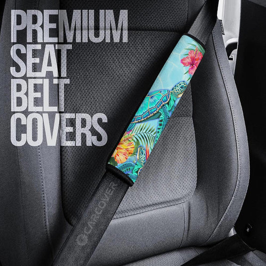 Beautiful Turtle Seat Belt Covers Custom Flower Hibiscus Car Accessories - Gearcarcover - 2