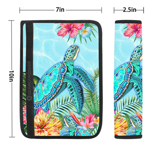 Beautiful Turtle Seat Belt Covers Custom Flower Hibiscus Car Accessories - Gearcarcover - 1