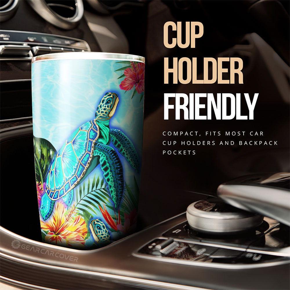 Beautiful Turtle Tumbler Custom Flower Hibiscus Car Accessories - Gearcarcover - 2