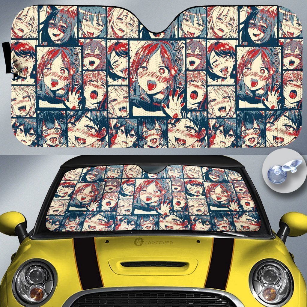 Best Ahegao Car Sunshade Custom Car Interior Accessories - Gearcarcover - 1