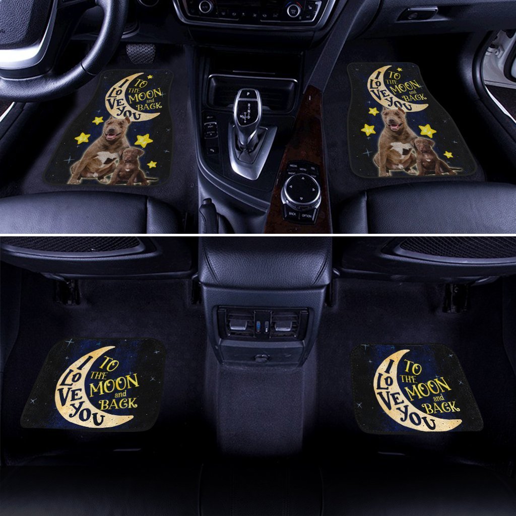 Best Dad Ever Pitbull Car Floor Mats Custom I Love You To The Moon And Back Cool Car Accessories - Gearcarcover - 2