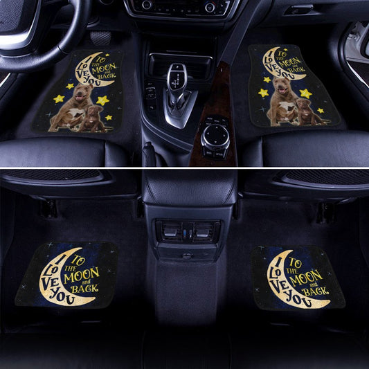 Best Dad Ever Pitbull Car Floor Mats Custom I Love You To The Moon And Back Cool Car Accessories - Gearcarcover - 2