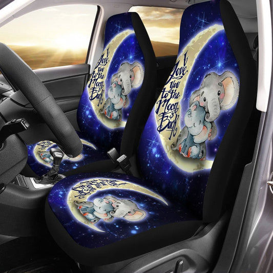 Best Elephant Dad Car Seat Covers Custom I Love You To The Moon And Back Car Accessories - Gearcarcover - 2