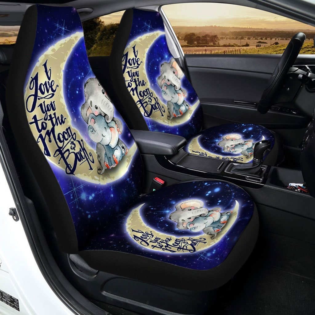 Best Elephant Dad Car Seat Covers Custom I Love You To The Moon And Back Car Accessories - Gearcarcover - 3