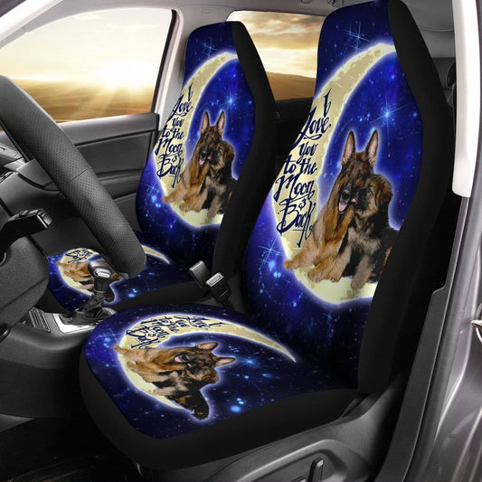 Best German Shepherd Dad Car Seat Covers Custom I Love You To The Moon And Back Car Accessories - Gearcarcover - 2