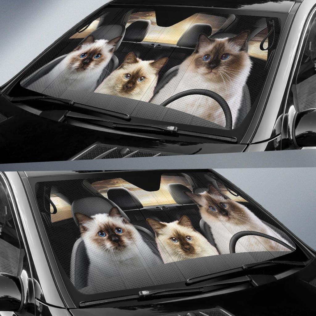 Birman Car Sunshade Custom Cat Car Interior Accessories For Cat Lovers - Gearcarcover - 2
