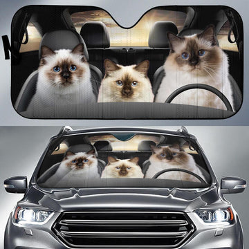 Birman Car Sunshade Custom Cat Car Interior Accessories For Cat Lovers - Gearcarcover - 1