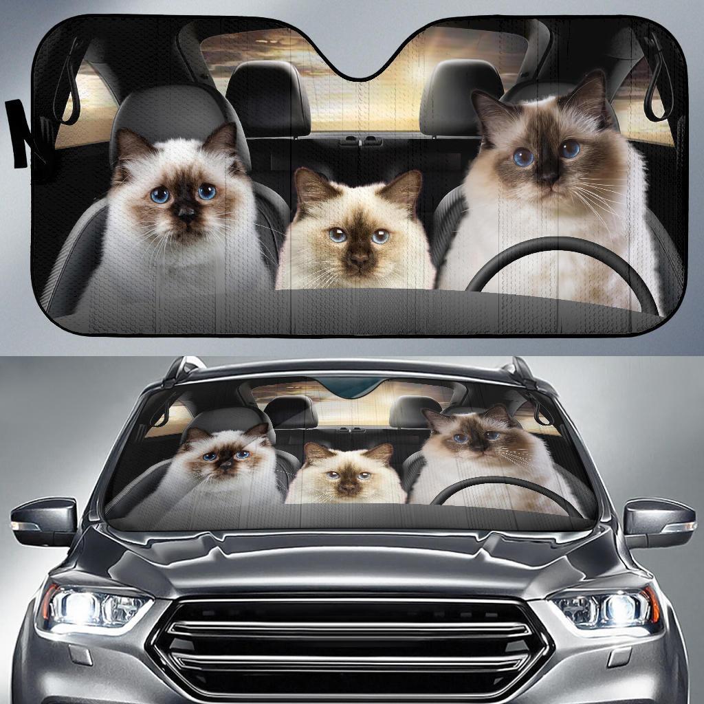 Birman Car Sunshade Custom Cat Car Interior Accessories For Cat Lovers - Gearcarcover - 1