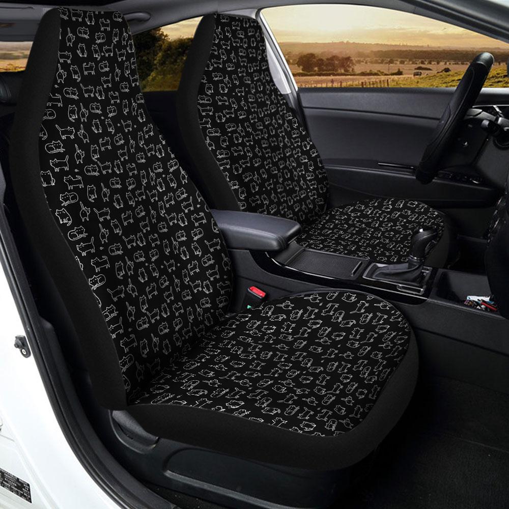 Black Cat Pattern Car Seat Covers Custom Funny Cat Car Accessories - Gearcarcover - 2