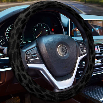 Black Cheetah Skin Steering Wheel Cover Custom Animal Skin Printed - Gearcarcover - 1