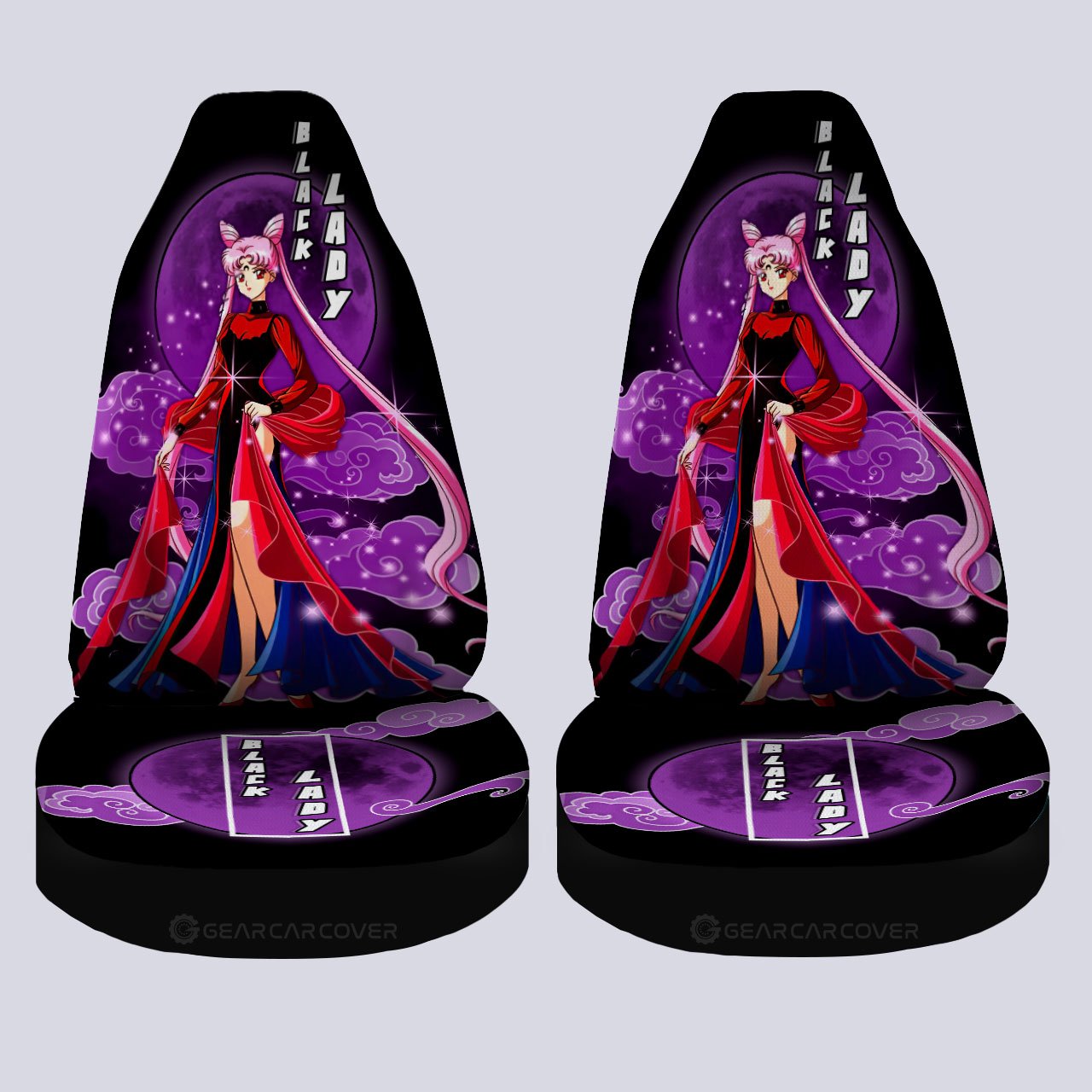Black Lady Car Seat Covers Custom Sailor Moon Anime Car Interior Accessories - Gearcarcover - 4