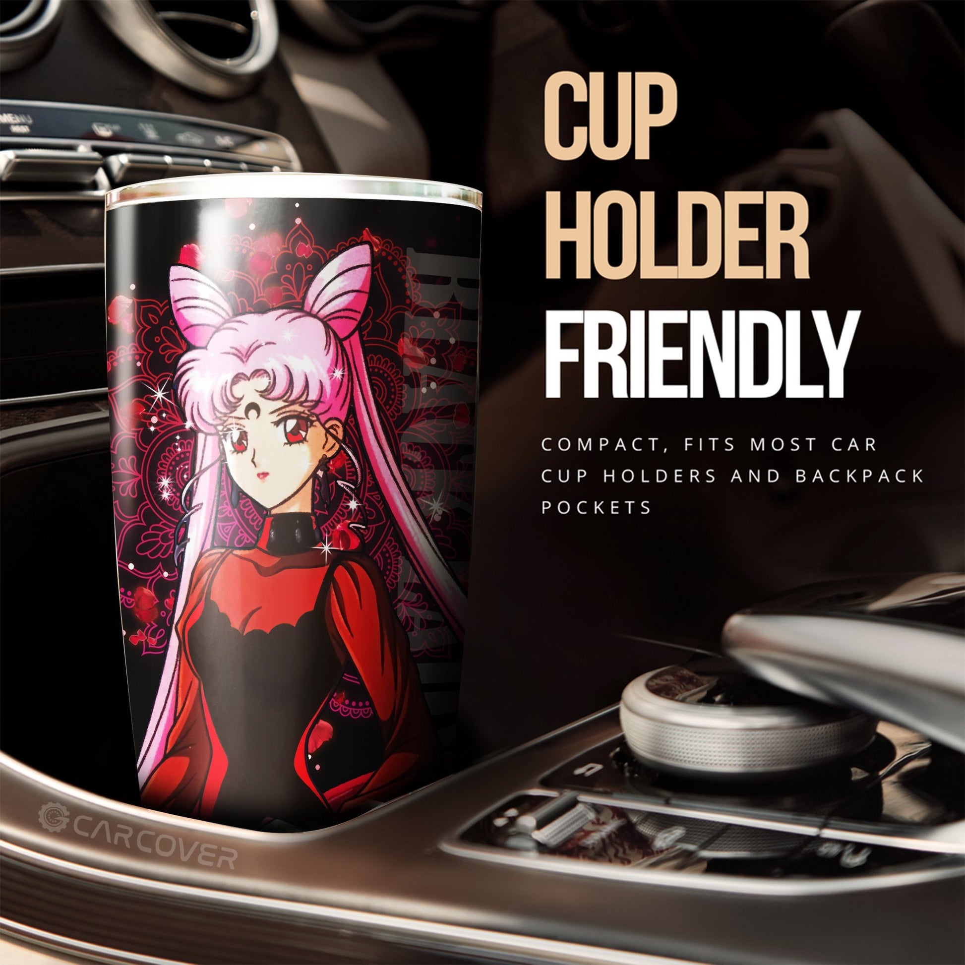 Black Lady Sailor Moon Tumbler Cup Custom Anime Car Accessories - Gearcarcover - 2