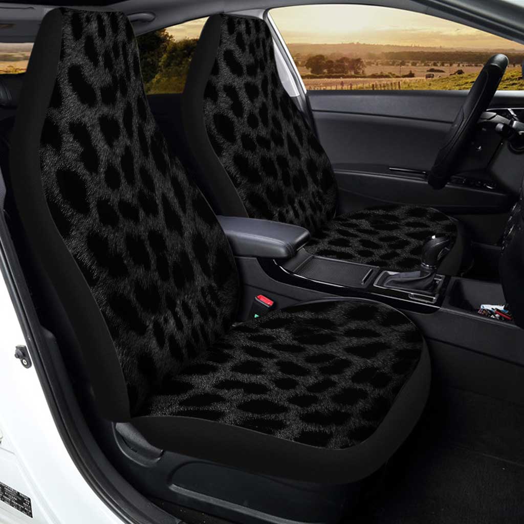Black Leopard Print Car Seat Covers Print Custom Animal Car Accessories - Gearcarcover - 2