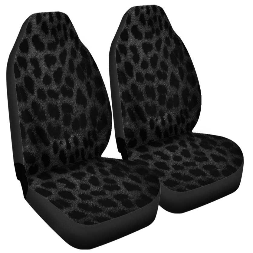 Black Leopard Print Car Seat Covers Print Custom Animal Car Accessories - Gearcarcover - 3