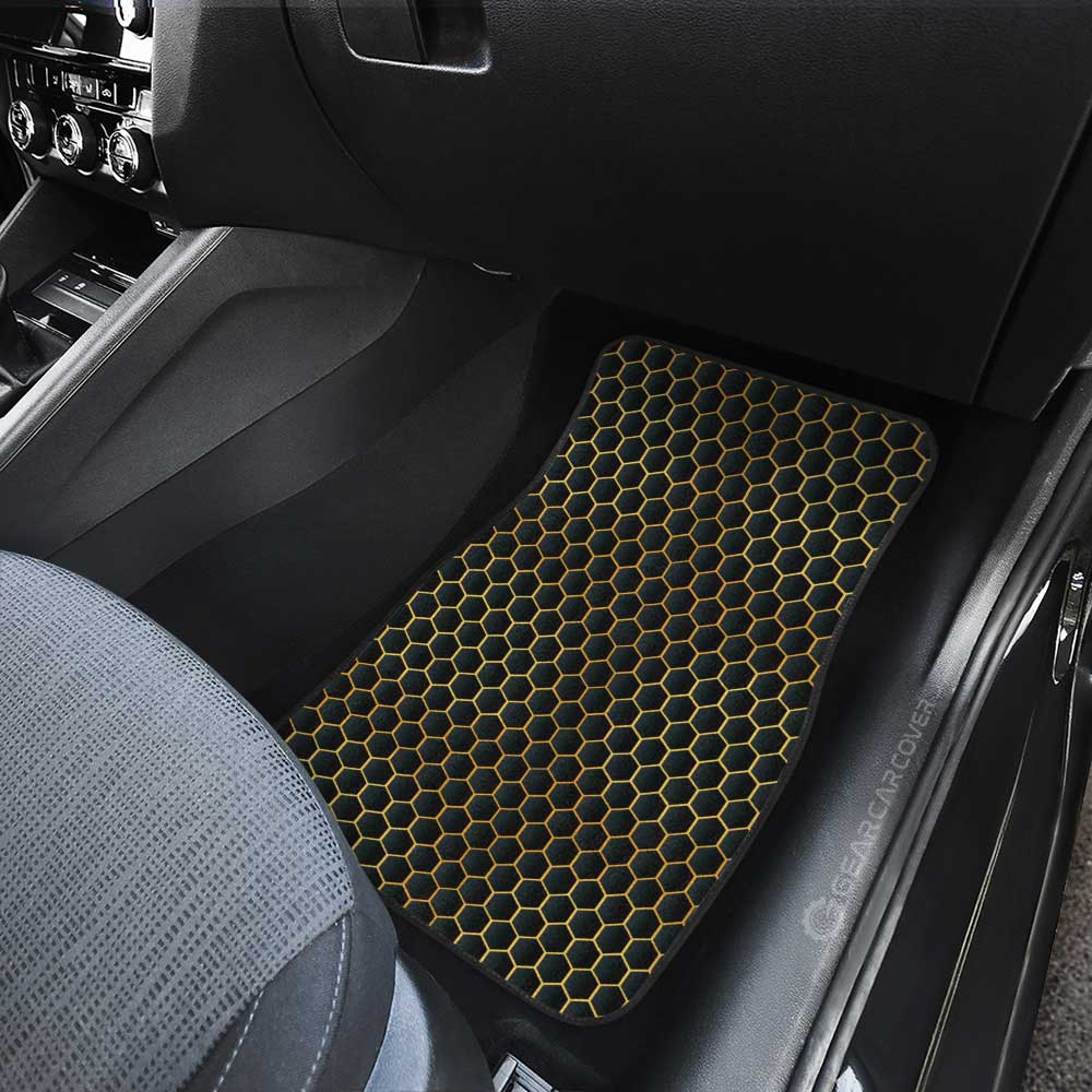 Black Pattern Car Floor Mats Custom Honeycomb Background Car Accessories - Gearcarcover - 4