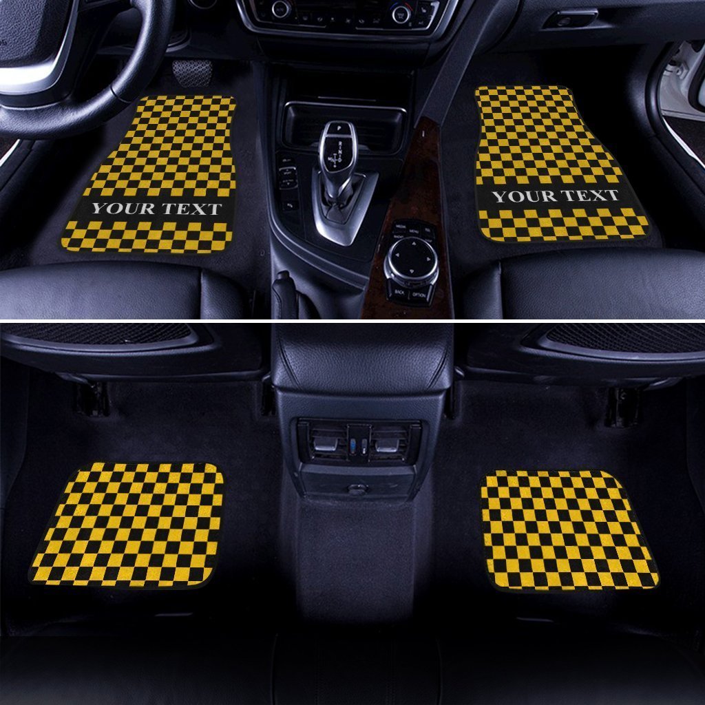 Black Yellow Checkered Personalized Car Floor Mats - Gearcarcover - 3