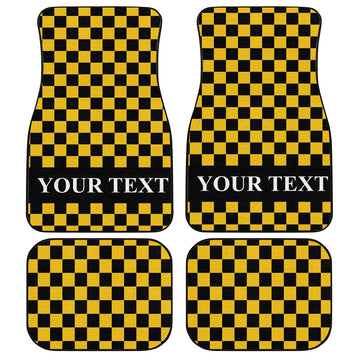 Black Yellow Checkered Personalized Car Floor Mats - Gearcarcover - 1