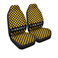 Black Yellow Checkered Personalized Car Seat Covers Custom Name Car Accessories - Gearcarcover - 3
