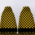 Black Yellow Checkered Personalized Car Seat Covers Custom Name Car Accessories - Gearcarcover - 4