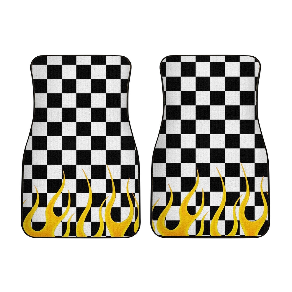 Black and White Checker Frame Car Floor Mats - Gearcarcover - 2