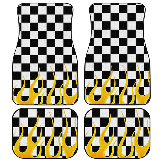 Black and White Checker Frame Car Floor Mats - Gearcarcover - 1