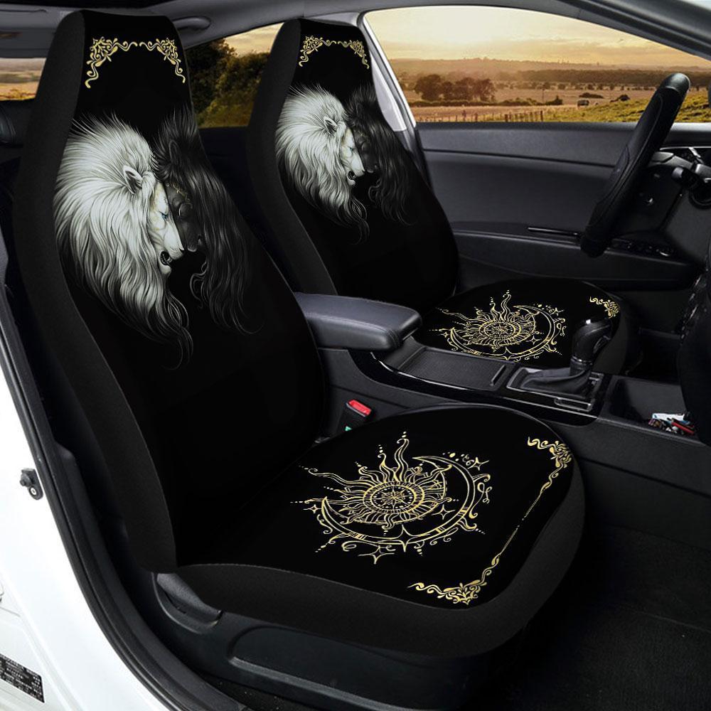 Black and White Lion Car Seat Covers - Gearcarcover - 2