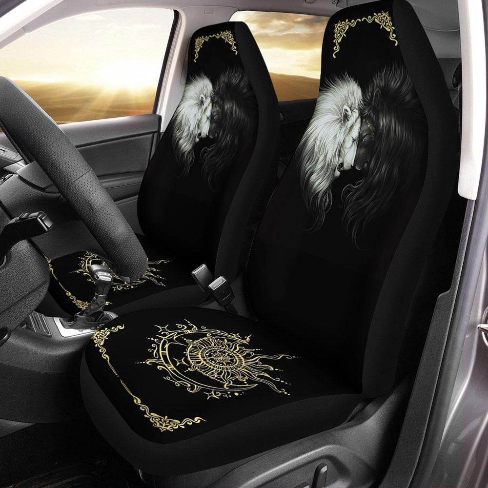 Black and White Lion Car Seat Covers - Gearcarcover - 1