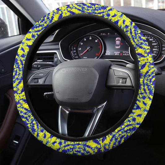 Blue And Yellow Tie Dye Steering Wheel Covers Custom Hippie Tie Dye Hippie Car Accessories - Gearcarcover - 2
