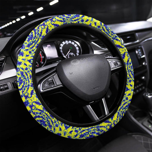Blue And Yellow Tie Dye Steering Wheel Covers Custom Hippie Tie Dye Hippie Car Accessories - Gearcarcover - 1