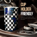 Blue Butterfly Checkerboard Tumbler Cup Custom - Gearcarcover - 3