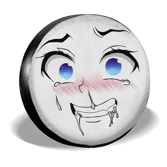 Blue Eyes Waifu Girl Face Spare Tire Covers Custom Ahegao Style Car Accessories - Gearcarcover - 2