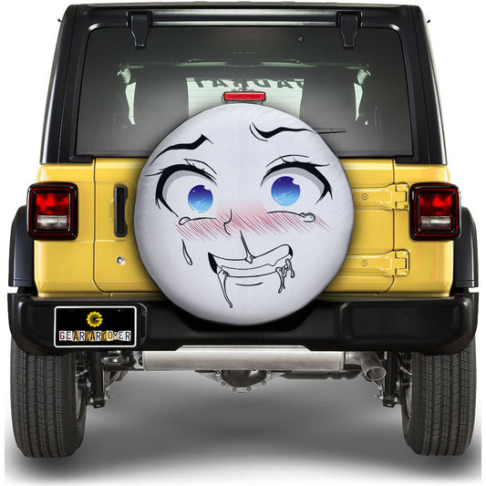 Blue Eyes Waifu Girl Face Spare Tire Covers Custom Ahegao Style Car Accessories - Gearcarcover - 1